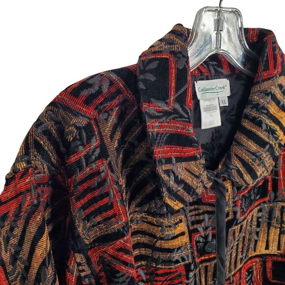 Coldwater Creek Size XL Jacket Reversible Tapestry Jacquard Chenille Velvety Art - Picture 9 of 15